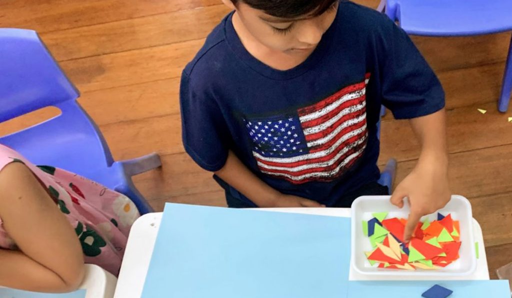 Preschooler learning Math