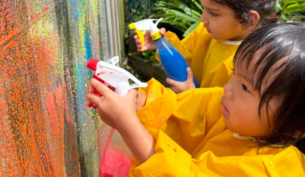 preschooler exploring abstract art